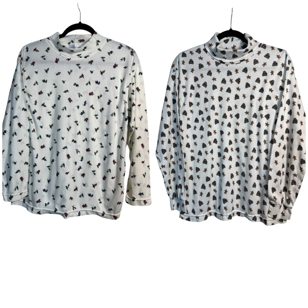 🎄Lauren Brooke Holiday Turtle neck Bundle Gingerbread & Holiday Floral Size 20W